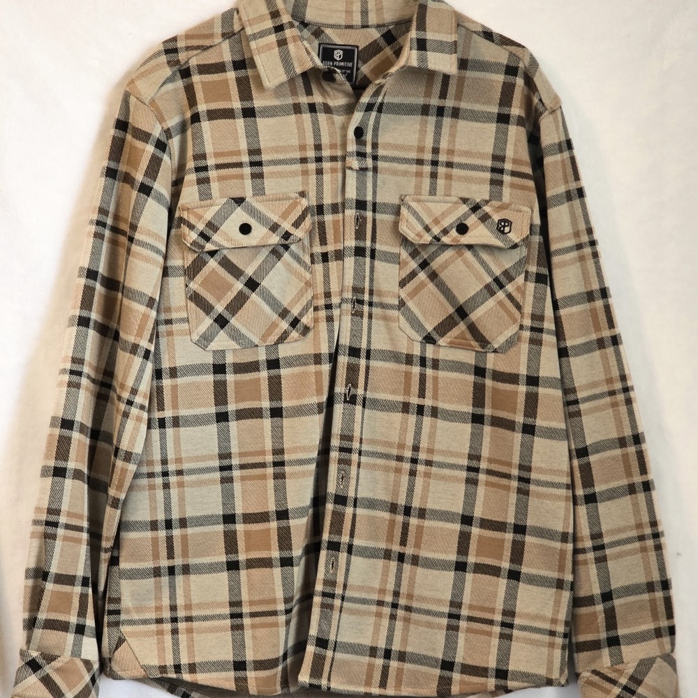 Born Primitive Cream and Brown Casual Button Down Shirt
